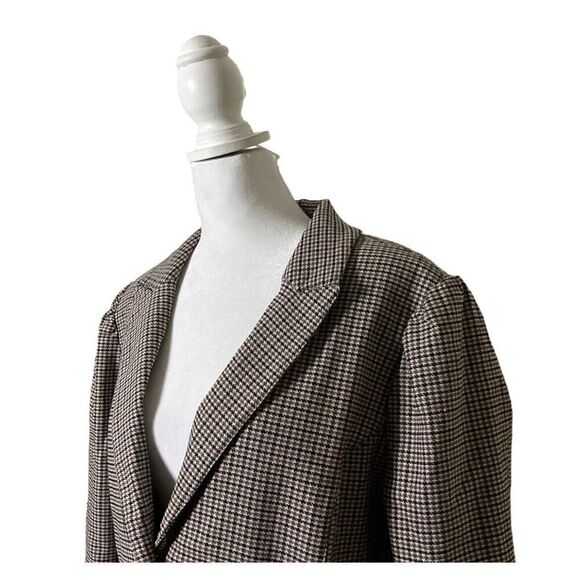 Autres Filles Houndstooth Shoulder Padded Womens Blazer Crest Buttons NWT US XL - Picture 2 of 13